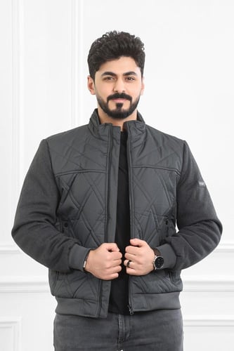 جاكيت رجالي شتوي سحاب فرو بأكمام قماشية مزمومة ضد...