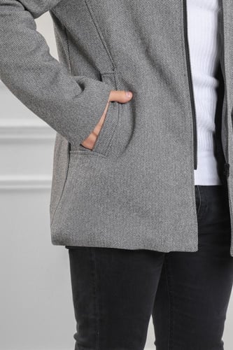 معطف رجالي شتوي صوف هودي