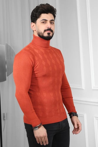 بلوفر شتوي رجالي هاينك منقوش برقبة