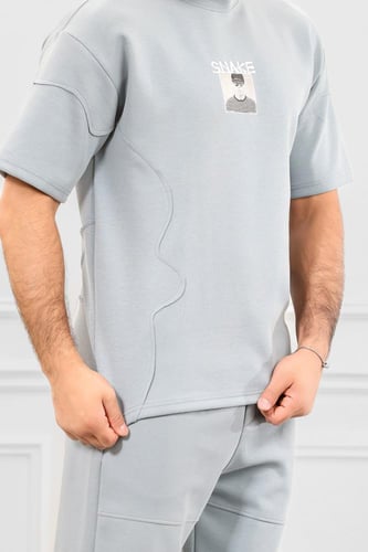 طقم رجالي أوفر سايز نص كم بنطال طويل