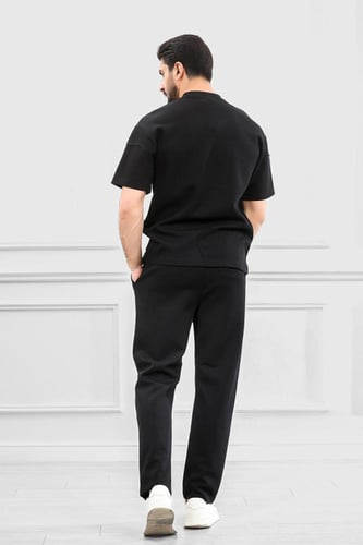 طقم رجالي أوفر سايز نص كم بنطال طويل