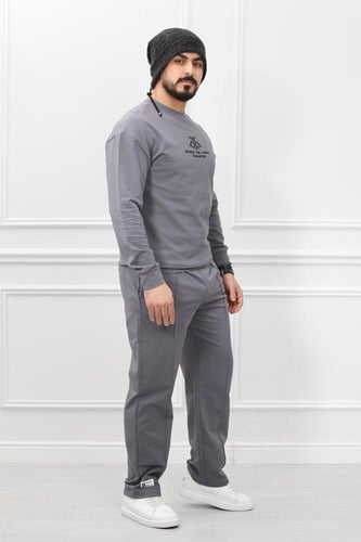 طقم رجالي شتوي كاجوال سويتشيرت بتصميم واسع بطبعة ش...