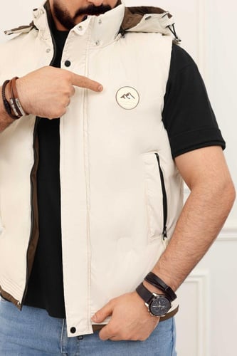 صدرية رجالي شتوي عصري سحاب وأزرار للإغلاق وقبعة ضد...