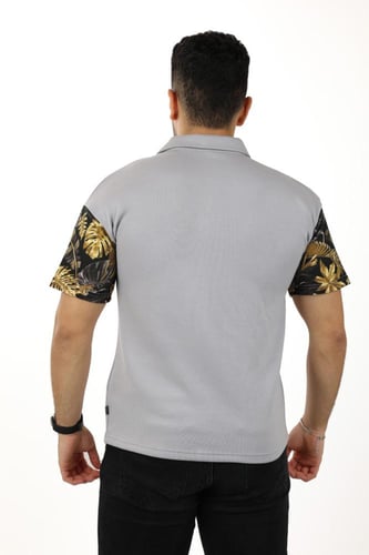 تيشرت رجالي صيفي اوفر سايز بياقة بولو و أكمام مزين...