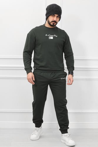 طقم رجالي شتوي كاجوال مزود بطبعة وأرجل ضيقه