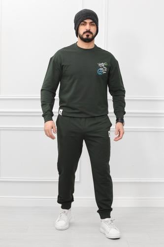 طقم رجالي شتوي كاجوال أرجل ضيقه وياقة مدورة مغلقة