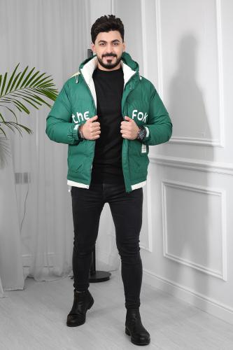 جاكيت رجالي شتوي منفوخ ومبطن مزود بطبعة