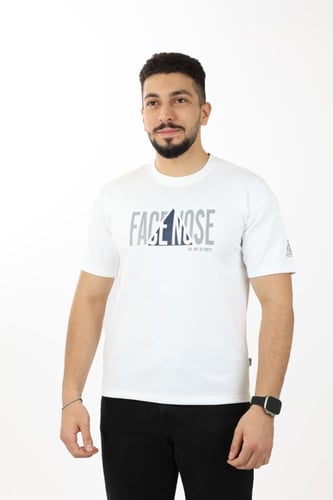 تيشرت رجالي صيفي اوفر سايز بطباعة أحرف وهرم