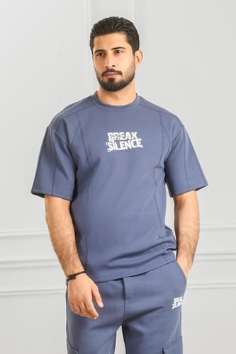 طقم رجالي أوفر سايز نص كم بجيب جانبيه