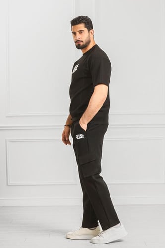 طقم رجالي أوفر سايز نص كم بجيب جانبيه