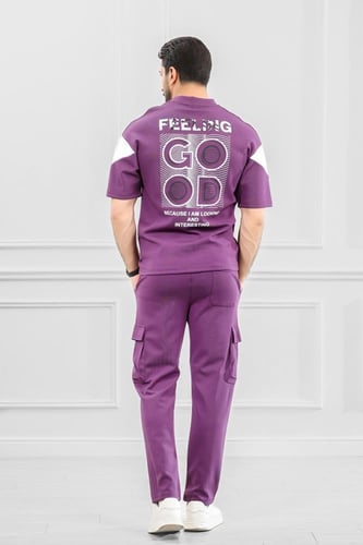 طقم رجالي أوفر سايز نص كم بجيب جانبيه