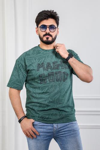 تيشرت رجالي بأكمام قصيرة وياقة دائرية مزين بطبعة M...