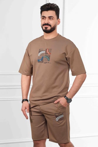 طقم رجالي كاجوال شورت أوفر سايز