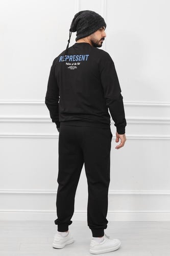 طقم رجالي شتوي كاجوال مزود بطبعة و أرجل ضيقه