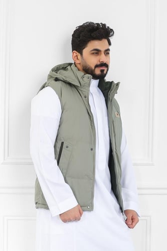 صدرية رجالي شتوي سحاب فرو من الداخل وقبعة وجيوب خا...