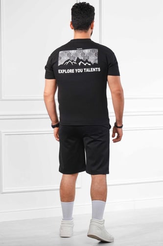 تيشرت رجالي اوفر سايز مزين بطبعة بشكل جبل على الظه...