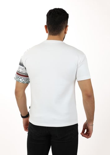 تيشرت رجالي صيفي اوفر سايز بكم منقوش وجيبة صغيرة ع...