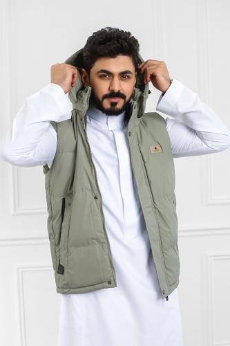 صدرية رجالي شتوي سحاب فرو من الداخل وقبعة وجيوب خا...