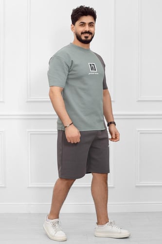 طقم رجالي اوفر سايز شورت - طقم رياضي اوفر سايز