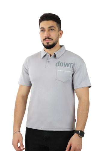 تيشرت رجالي صيفي اوفر سايز بياقة بولو وطباعة وجيبة...