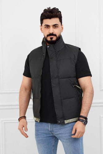 صدرية رجالي شتوي عصري سحاب وأزرار للإغلاق ضد الماء...