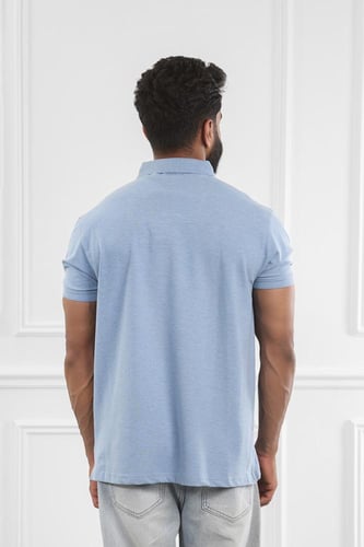 تيشرت رجالي صيفي بياقة بولو وأزرار مع جيبة على الص...