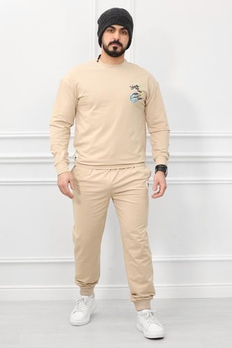 طقم رجالي شتوي كاجوال أرجل ضيقه وياقة مدورة مغلقة