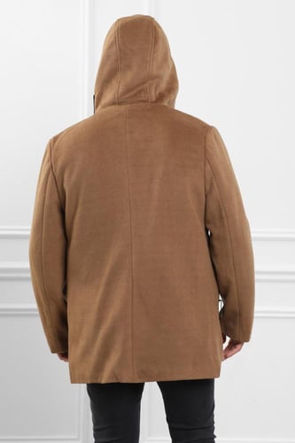 معطف رجالي شتوي بمظهر صوف مبطن بالفرو مزود بجيوب