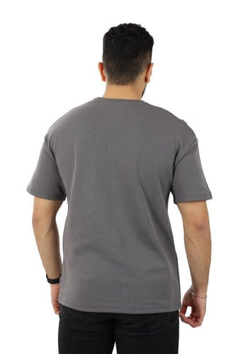 تيشرت رجالي صيفي اوفر سايز ينتصفها طباعة بأشكال هن...