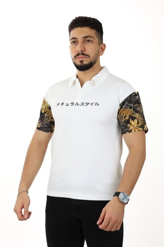 تيشرت رجالي صيفي اوفر سايز بياقة بولو و أكمام مزين...