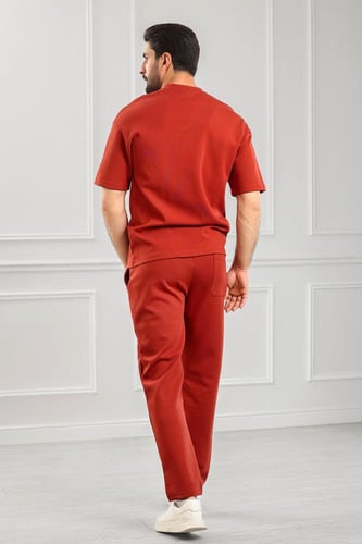 طقم رجالي أوفر سايز نص كم بنطال طويل