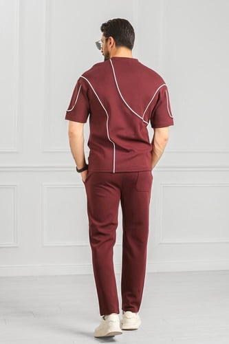 طقم رجالي أوفر سايز نص كم بنطال طويل