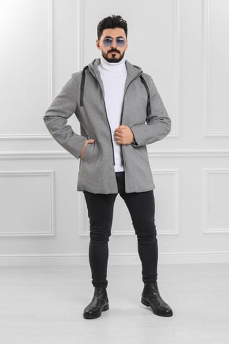 معطف رجالي شتوي صوف هودي