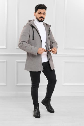 معطف رجالي شتوي صوف هودي