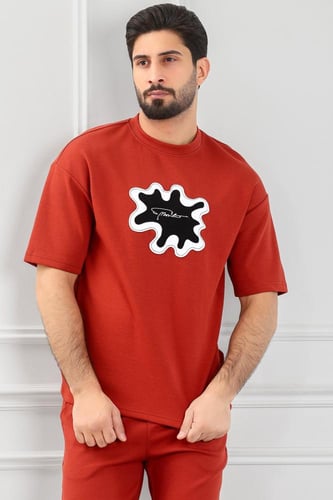 طقم رجالي أوفر سايز نص كم بنطال طويل