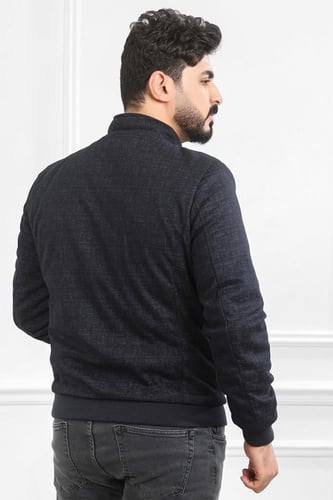 جاكيت رجالي شتوي سحاب فرو بأكمام مزمومة