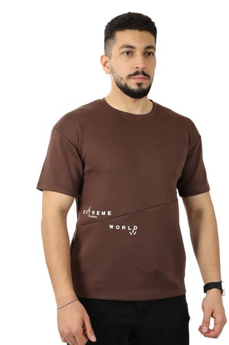 تيشرت رجالي صيفي اوفر سايز بطبعة كتابة في منتصف ال...