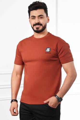 تيشرت رجالي اوفر سايز مزين بطبعة بشكل جبل على الظه...