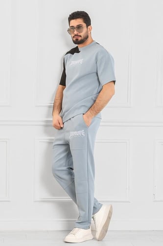 طقم رجالي أوفر سايز لونين نص كم