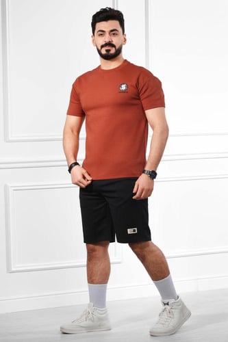 تيشرت رجالي اوفر سايز مزين بطبعة بشكل جبل على الظه...