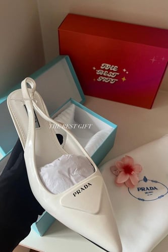 white PRADA heels