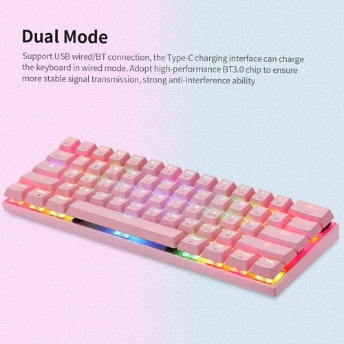 Gaming Keyboard CK62-pink Wireless and wired red s...