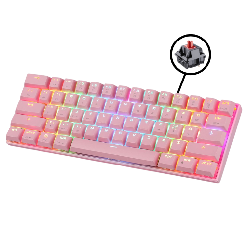 Gaming Keyboard CK62-pink Wireless and wired red s...