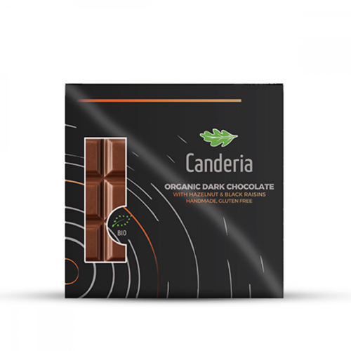 شوكلاتة داكنة عضوية 70% مع بندق وزبيب اسود خالية م...