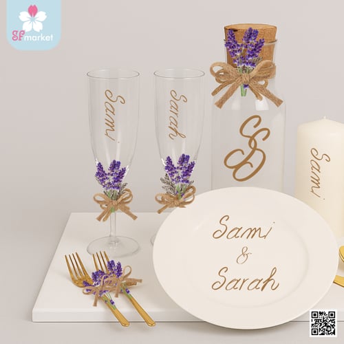 طقم كاسات الخطوبة مع التصميم والطباعة على حسب الطل...