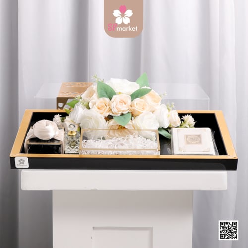 صندوق مهر اكرليك انسيابي مزخرف ذهبي DB022