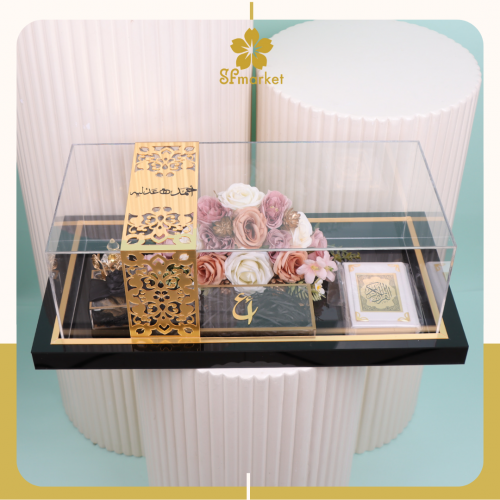 صندوق مهر اكرليك مزخرف ذهبي DB008