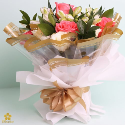 باقة ورد طبيعي مع التغليف NF005