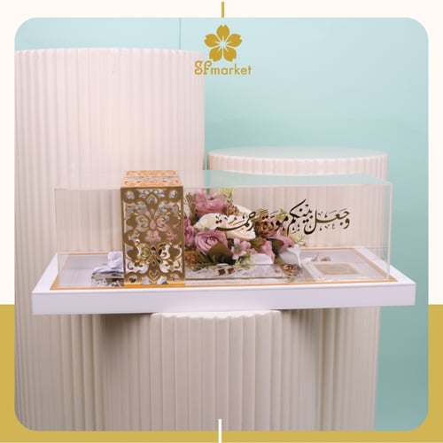 صندوق مهر اكرليك مزخرف ذهبي DB009