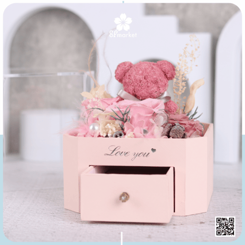 ورد دائم في علبة اهداء مع درج BG027